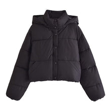 Rubyanne - Kapuzen-Pufferjacke - Gekürzter Stil – Schwarz
