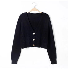 Saoirse - Strickjacke mit V-Ausschnitt - Überschnittene Passform – Marineblau