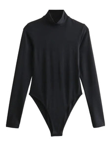Shiloh - Langärmeliger Bodysuit - Kragen mit Rollkragen – Schwarz