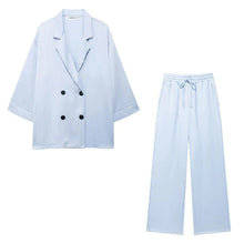 Trixia - Blazer und Hosen Set - Lose Passform – Blauer Anzug
