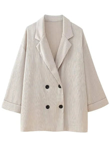 Trixia - Blazer und Hosen Set - Lose Passform – Beige Blazer