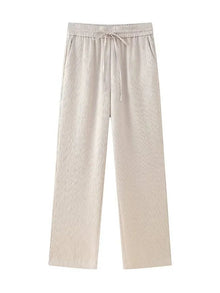 Trixia - Blazer und Hosen Set - Lose Passform – Beige Hosen