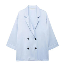 Trixia - Blazer und Hosen Set - Lose Passform – Blauer Blazer
