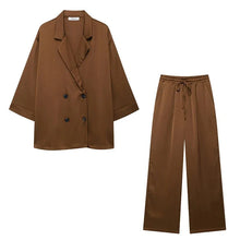 Trixia - Blazer und Hosen Set - Lose Passform – Brauner Anzug