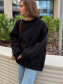 Vanna - Basic-Pullover - Übergrößen-Passform – Schwarz