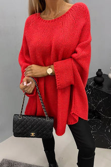 Vida - Bequemer Strickpullover mit Rundhalsausschnitt – Rot