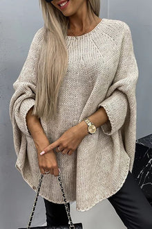 Vida - Bequemer Strickpullover mit Rundhalsausschnitt – Beige