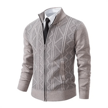 Wilford - Rollkragen-Strickjacke - Zick-Zack-Muster – Beige