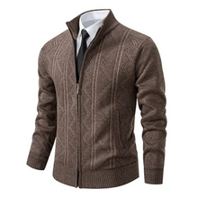 Wilford - Rollkragen-Strickjacke - Zick-Zack-Muster – Braun