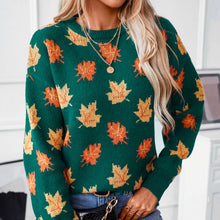 Willow - Strickpullover - Herbstlaub-Muster – Grün