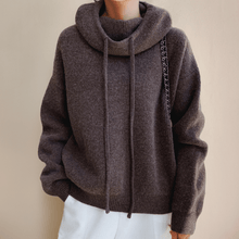 Ylliana - Strick-Hoodie - Gemütlicher Rollkragen – Braun