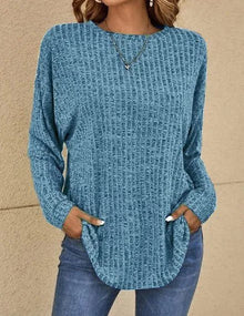 Ylva - Langärmeliger Freizeitpullover – Blau