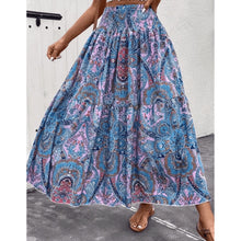 Stella - Eleganter Mehrfarbiger Langer Rock – Blau
