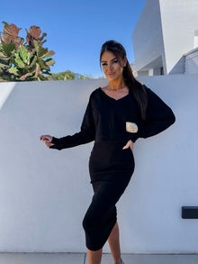 Imelda | Lässiges Sweatshirt- und Kleid-Set – Schwarz