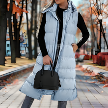 Stilvolle Ärmellose Lange Daunenparka Für Damen | Perfekt für den Winter – Hellblau