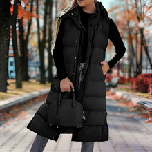 Stilvolle Ärmellose Lange Daunenparka Für Damen | Perfekt für den Winter – Schwarz
