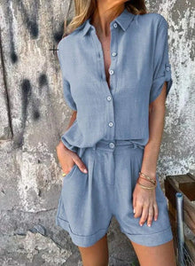 Nilsa | Luftiges Set aus Leinen – Blau