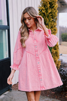 Josefina® | Langes Jeanskleid mit langen Ärmeln, Rosa – Rosa