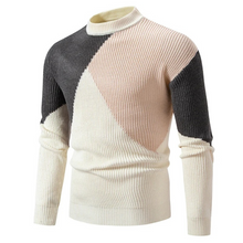 Moderner Colorblock-Strickpullover für Männer – Weiß / Rosa