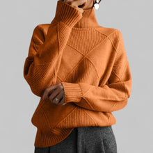 Barbara | Damen Oversized Winterpullover mit Muster und Rollkragen – Orange
