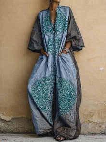 Flavie – Bedruckter Jumpsuit Mit Weitem Bein – Blau