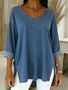 JESSICA | Lässiges V-Ausschnitt T-Shirt – Blau
