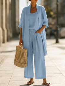 Isabella™ | Einfaches Drei-Teile-Ensemble – Blau
