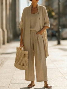 Isabella™ | Einfaches Drei-Teile-Ensemble – Khaki