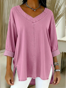 JESSICA | Lässiges V-Ausschnitt T-Shirt – Rosa