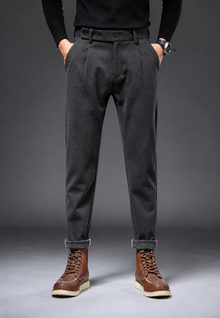 Freizeithose mit geradem Schnitt und Bundfalten – Viktor – Grau