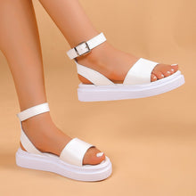 Plateau Sandalen mit Knöchelriemen – Weiß