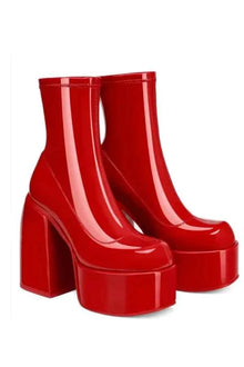 Plateau Stiefeletten Damen – Rot