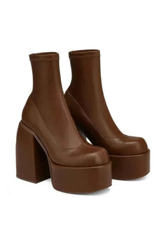 Plateau Stiefeletten Damen – Braun