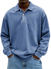 Johannes - Vintage Langärmelig Hemd – Blau