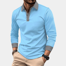 Poloshirt Herren Langarm Slim Fit – Himmelblau