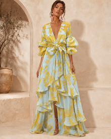Liaya – Stilvolles „Korallengarten“-Kleid – Gelb