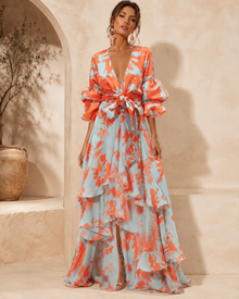 Liaya – Stilvolles „Korallengarten“-Kleid – Orange