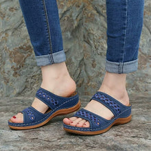 Nina - Damen Sandalen mit Blumenmuster – Blau