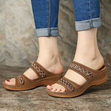 Nina - Damen Sandalen mit Blumenmuster – Dunkelbraun