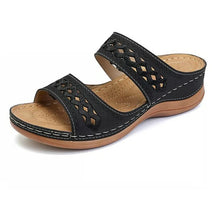 Nina - Damen Sandalen mit Blumenmuster – Schwarz