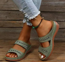 Nina - Damen Sandalen mit Blumenmuster – Grün