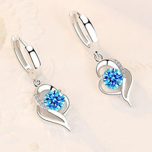 925 Sterling Silber und mit Zirkonia belegte Blumenohrringe – Blau