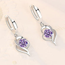 925 Sterling Silber und mit Zirkonia belegte Blumenohrringe – Lila