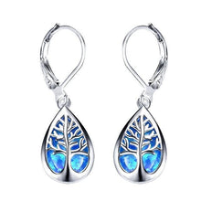 Silber-Ohrringe „Lebensbaum“ mit Opal – Blau