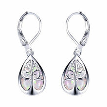 Silber-Ohrringe „Lebensbaum“ mit Opal – Weiß