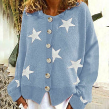 Strickcardigan mit Sternenmuster | Rundhalsausschnitt | Lässiger Komfort – Hellblau