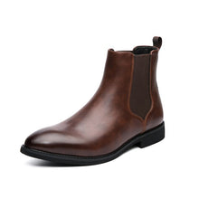 Herren Lederstiefelette mit seitlichem Gummizug - Heberto – Braun