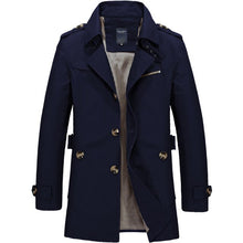 Klassischer Trenchcoat mit kariertem Futter für Männer – Marineblau