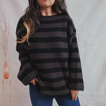 Pullover Damen Oversized Streifen – Braun