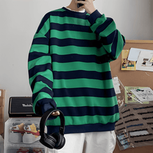 Pullover Herren Oversized Streifen – Grün